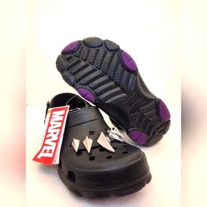 NEW J5 Crocs Disney Marvel Kid Shoes  Black Panther All Terrain Adjustable Clogs
